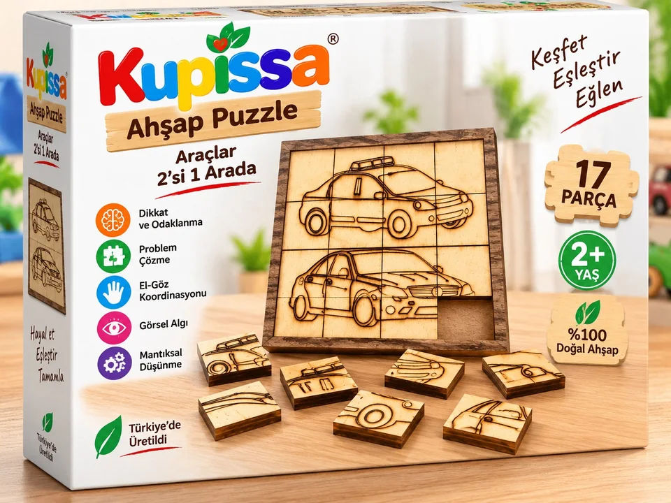 Ahşap Puzzle – Ambulans ve Otomobil