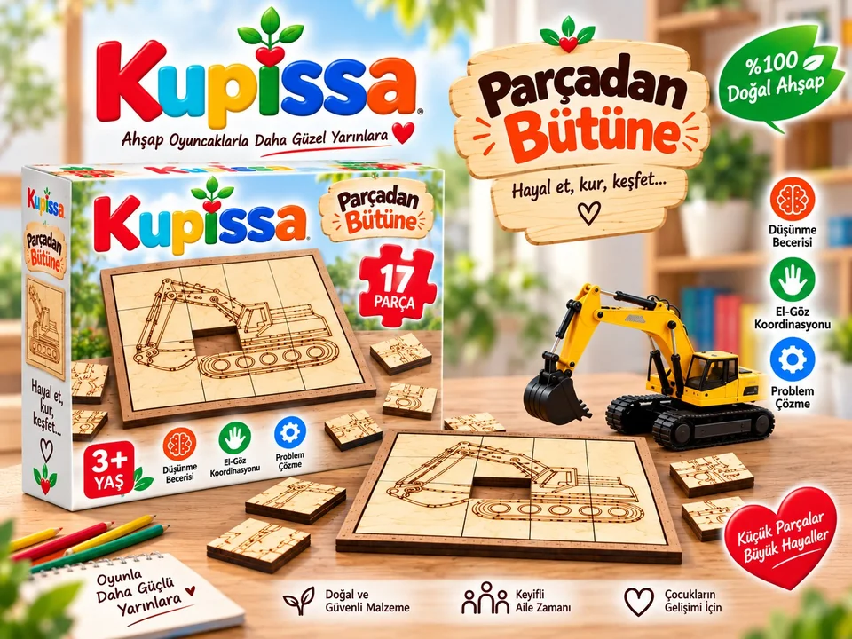 Ahşap Puzzle – Ekskavatör İş Makinesi